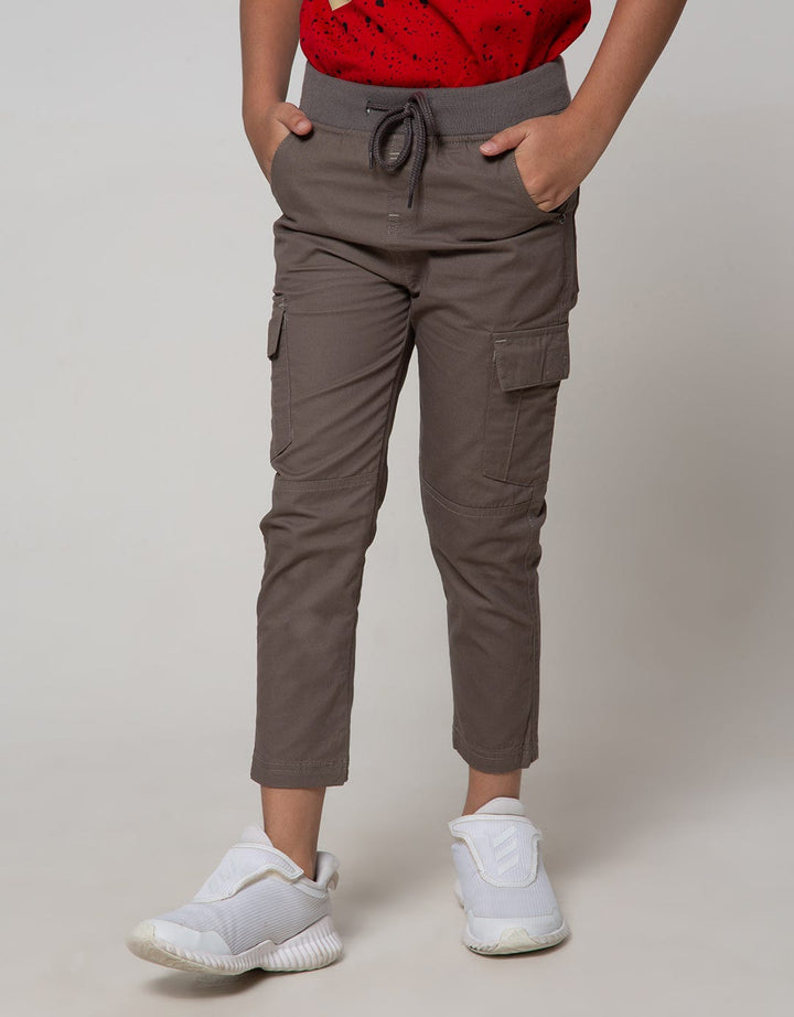 Little M Long Pants Woven Reguler Cargo Rib Karet Non Stretch