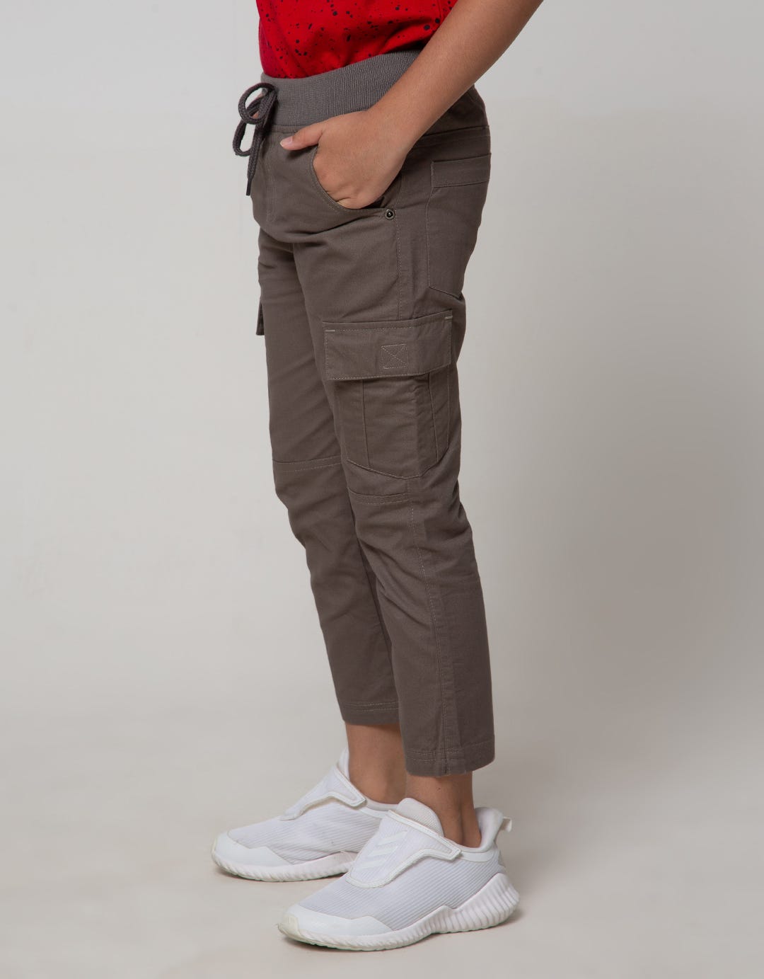 Little M Long Pants Woven Reguler Cargo Rib Karet Non Stretch
