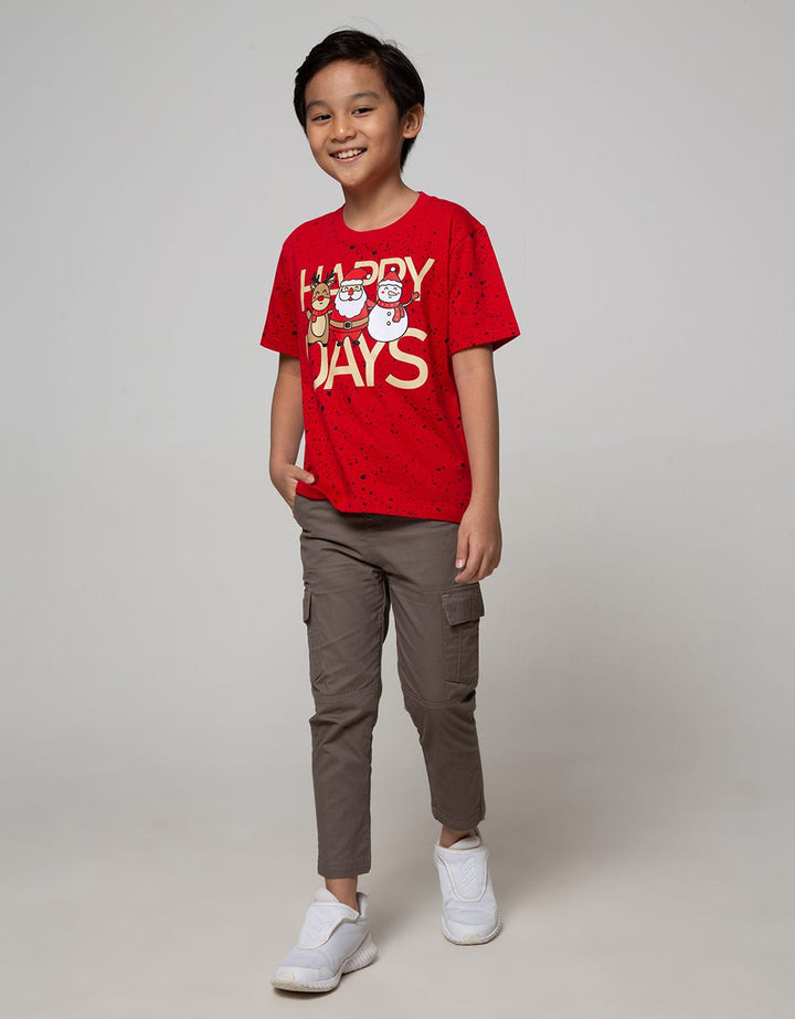 Little M Long Pants Woven Reguler Cargo Rib Karet Non Stretch