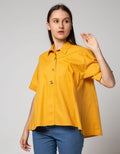 Nevada Short Sleeve Blouse Twill Oval Kancing Kayu