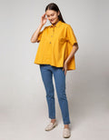 Nevada Short Sleeve Blouse Twill Oval Kancing Kayu