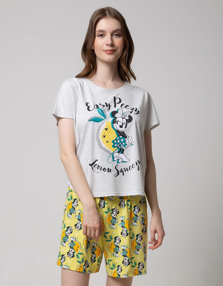 Disney Minnie Short Sleeve Pyjama Capri Minnie Lemon