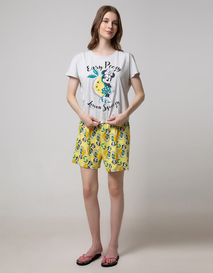 Disney Minnie Short Sleeve Pyjama Capri Minnie Lemon
