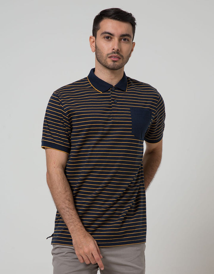 Nevada Short Sleeve Polo Shirt Stripe Single Feeder Slim Fit