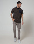 Nevada Short Sleeve Polo Shirt Stripe Single Feeder Slim Fit