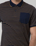 Nevada Short Sleeve Polo Shirt Stripe Single Feeder Slim Fit