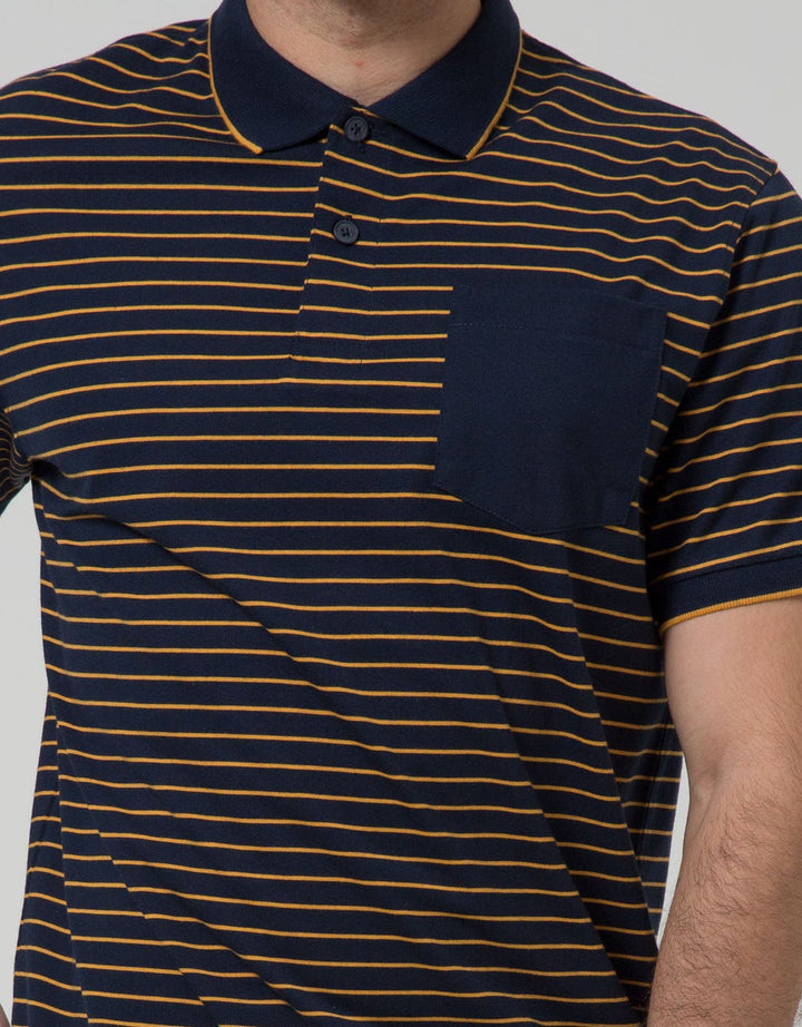 Nevada Short Sleeve Polo Shirt Stripe Single Feeder Slim Fit
