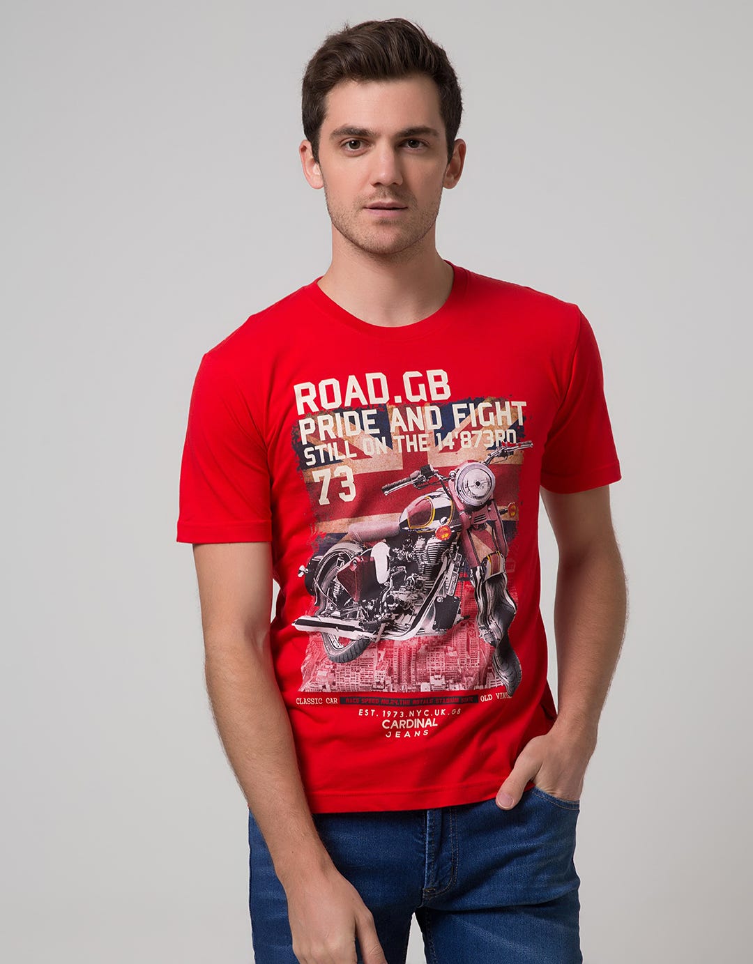 Cardinal Jeans Short Sleeve Men T-Shirt Oblong