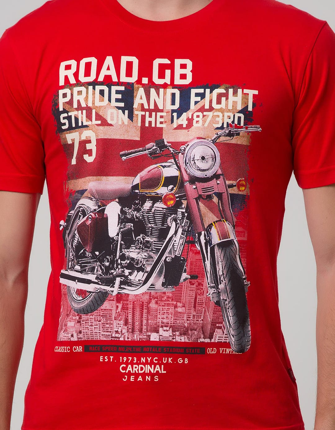 Cardinal Jeans Short Sleeve Men T-Shirt Oblong