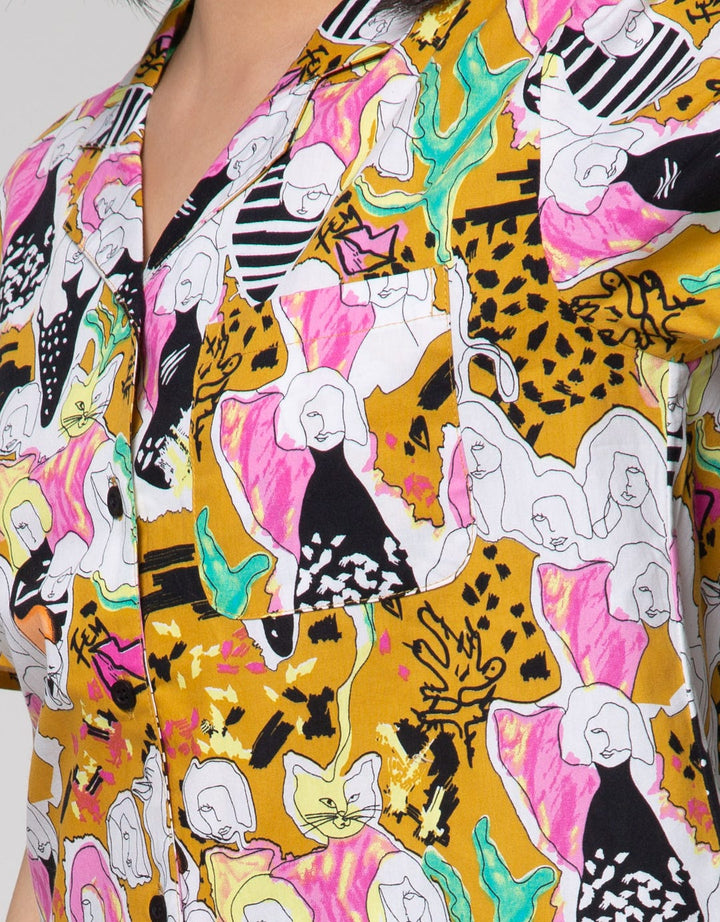 Nevada Short Sleeve Shirt Woven Print Abstract