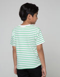 Little M Short Sleeve T-Shirt Stripe Shark Snap Flip Laken Bordir Velcro