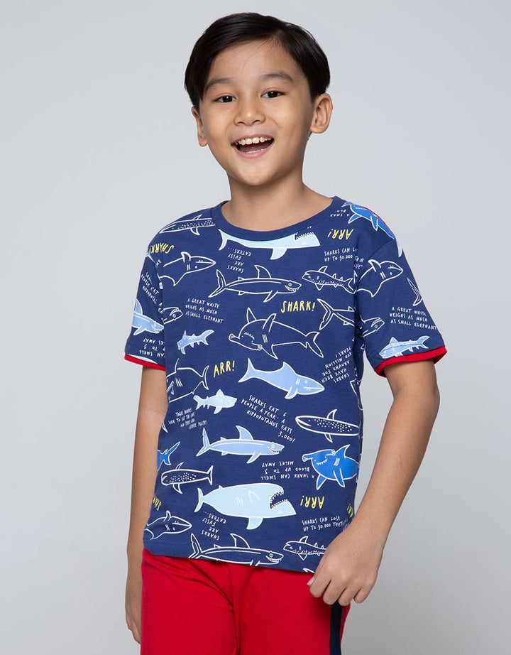 Little M Short Sleeve T-Shirt Fullprint Sharks