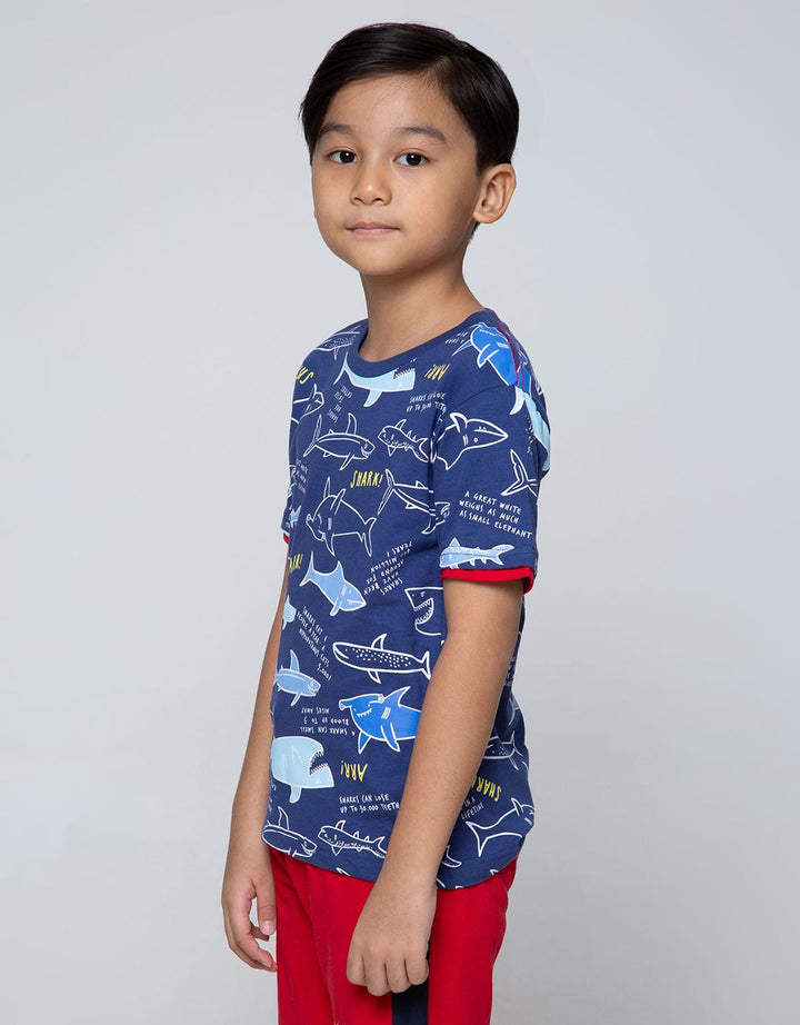 Little M Short Sleeve T-Shirt Fullprint Sharks
