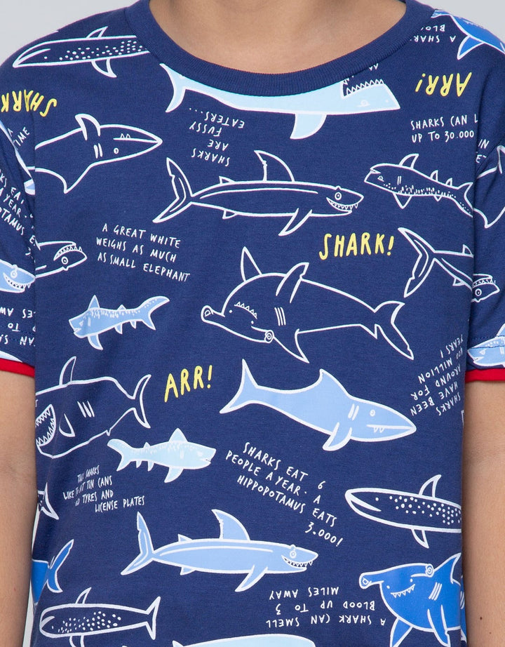 Little M Short Sleeve T-Shirt Fullprint Sharks