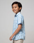 Little M Short Sleeve Shirt Fullprint Car Kantong Dasi