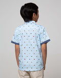 Little M Short Sleeve Shirt Fullprint Car Kantong Dasi