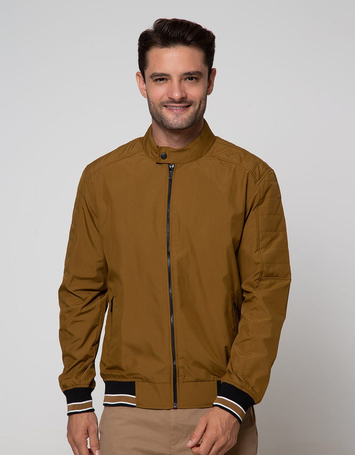 Cole Jacket Micro Bomber Stripe Rib Tobacco