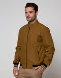 Cole Jacket Micro Bomber Stripe Rib Tobacco