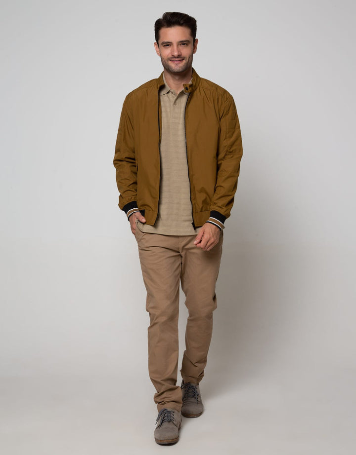 Cole Jacket Micro Bomber Stripe Rib Tobacco