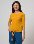 Phenomenal 3/4 Knit Top Plain T-Shirt Plain Drawstring