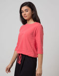 Phenomenal 3/4 Knit Top Plain T-Shirt Plain Drawstring