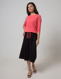Phenomenal 3/4 Knit Top Plain T-Shirt Plain Drawstring