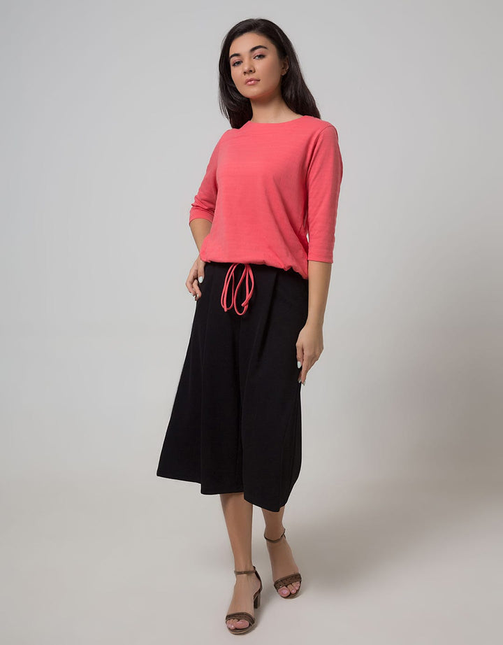 Phenomenal 3/4 Knit Top Plain T-Shirt Plain Drawstring