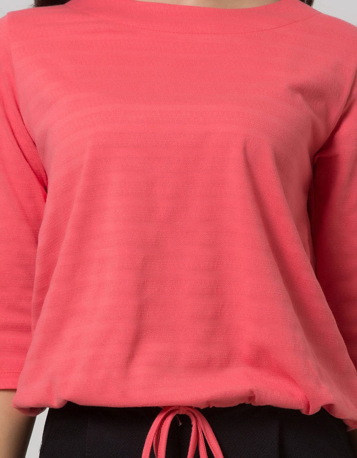 Phenomenal 3/4 Knit Top Plain T-Shirt Plain Drawstring