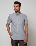 Stanley Adams Short Sleeve Shirt Stripe Slim Button Do