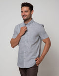 Stanley Adams Short Sleeve Shirt Stripe Slim Button Do