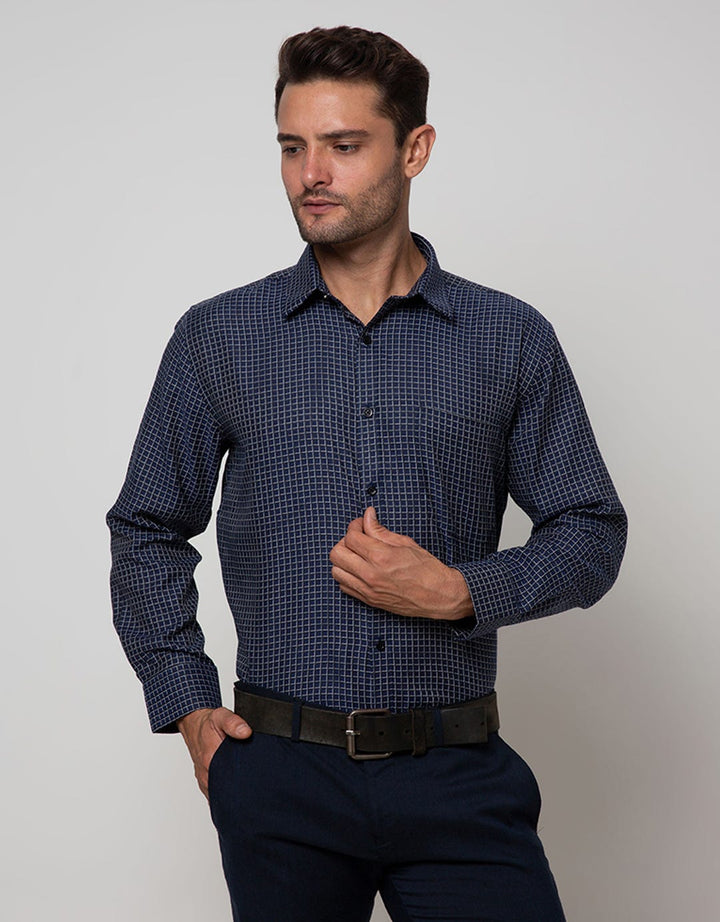 Stanley Adams Long Sleeve Shirt Check Point Collar
