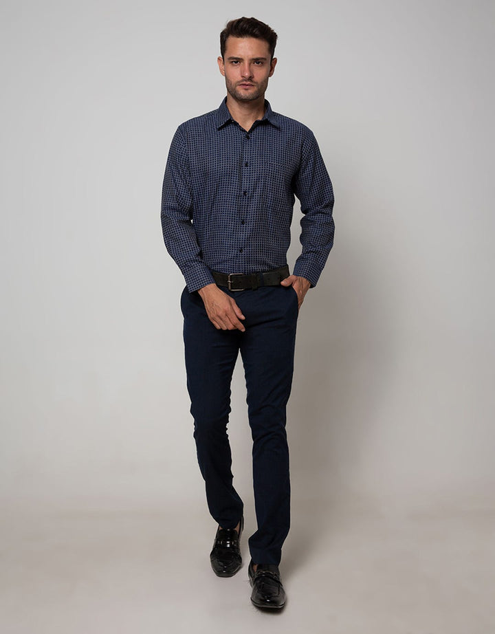 Stanley Adams Long Sleeve Shirt Check Point Collar
