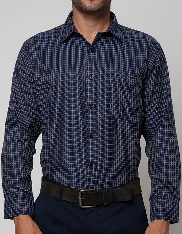 Stanley Adams Long Sleeve Shirt Check Point Collar