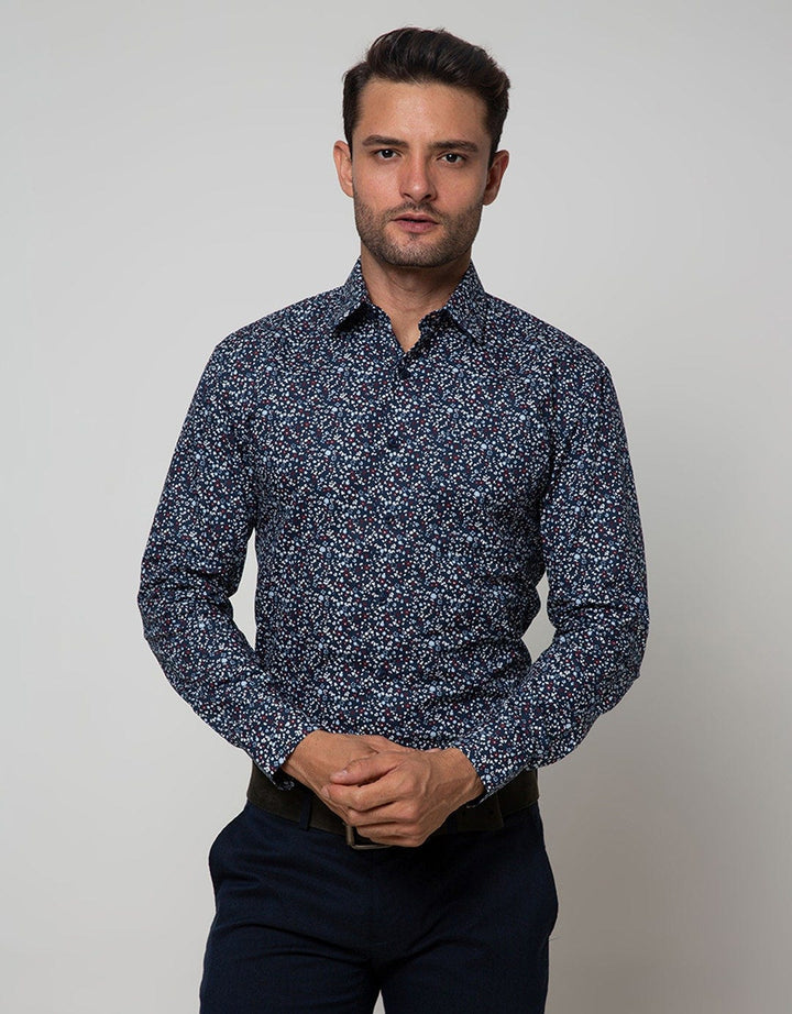 Stanley Adams Long Sleeve Shirt Print Slim Point Collar