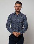 Stanley Adams Long Sleeve Shirt Print Slim Point Collar