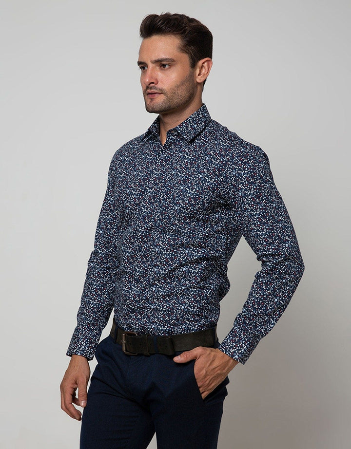 Stanley Adams Long Sleeve Shirt Print Slim Point Collar