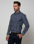 Stanley Adams Long Sleeve Shirt Print Slim Point Collar