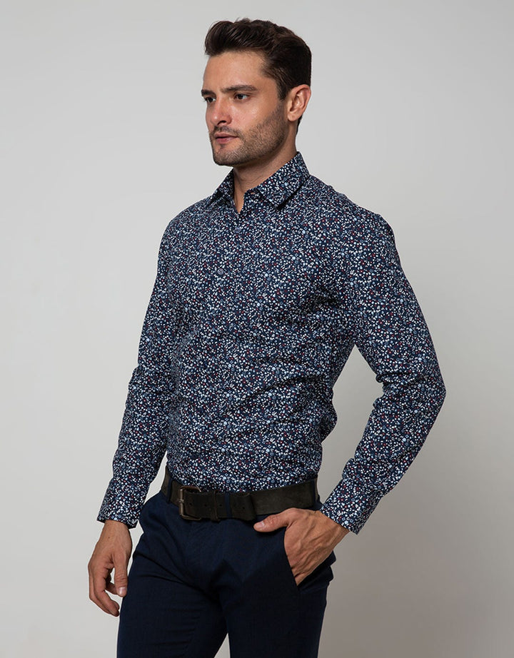 Stanley Adams Long Sleeve Shirt Print Slim Point Collar