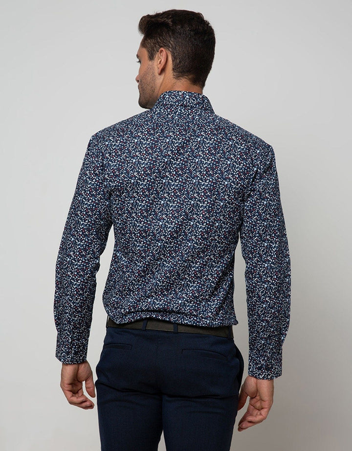 Stanley Adams Long Sleeve Shirt Print Slim Point Collar