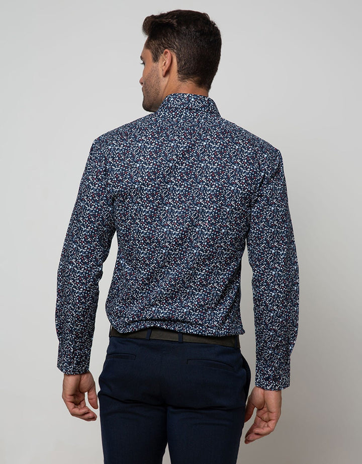 Stanley Adams Long Sleeve Shirt Print Slim Point Collar