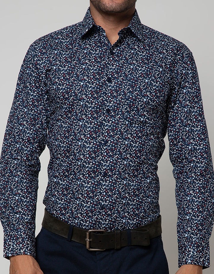 Stanley Adams Long Sleeve Shirt Print Slim Point Collar