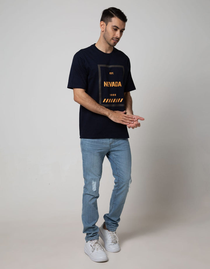 Nevada Men Denim Short Sleeve T-Shirt Print