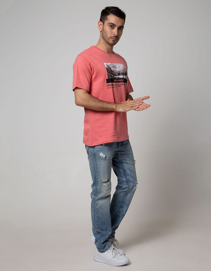Nevada Men Denim Short Sleeve T-Shirt Print Photoprint