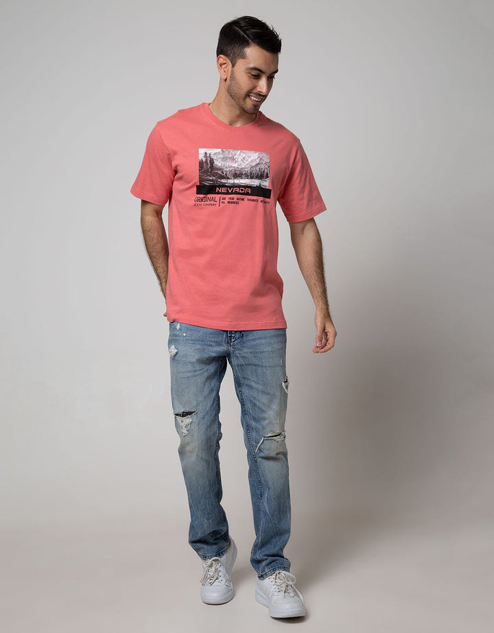 Nevada Men Denim Short Sleeve T-Shirt Print Photoprint