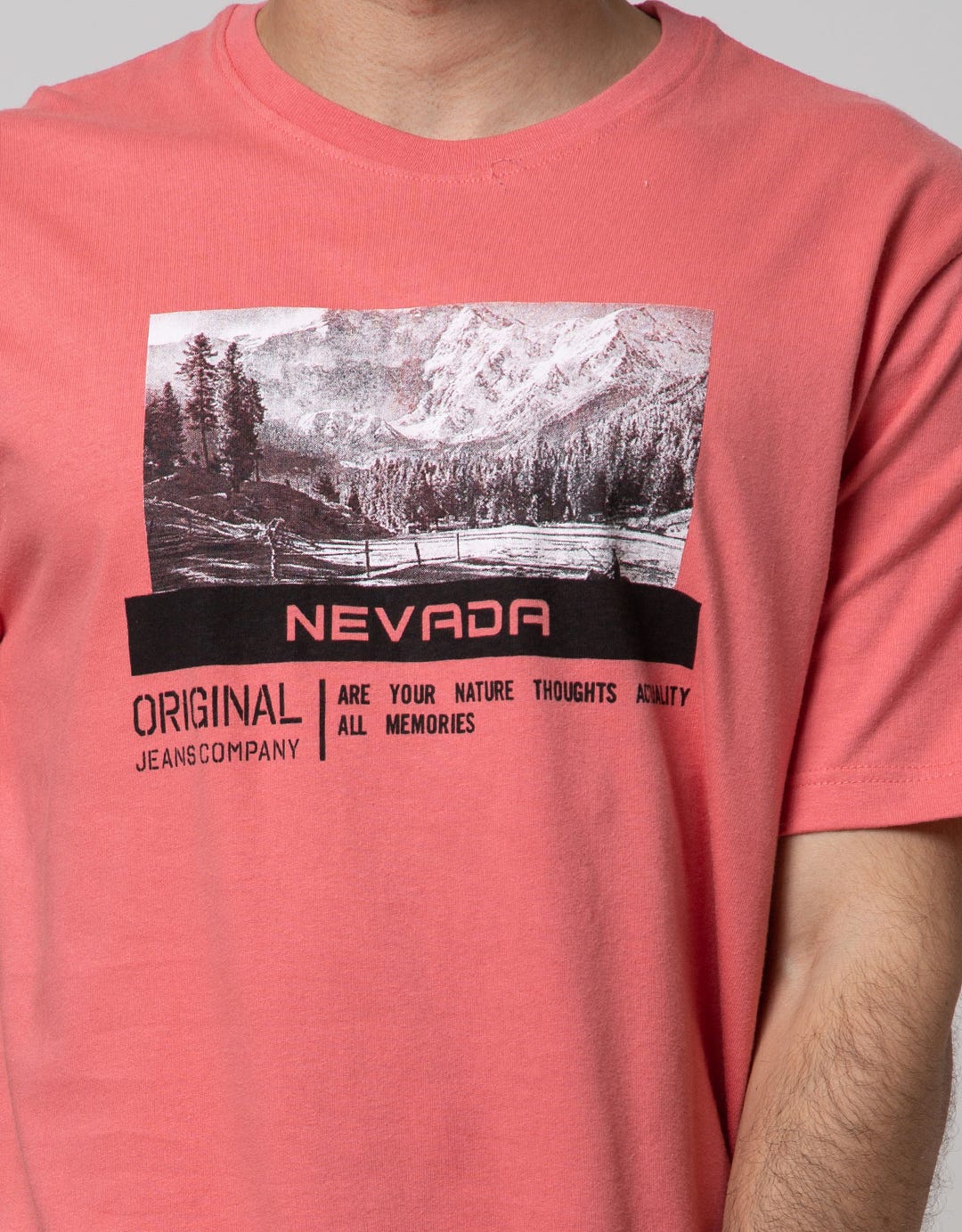 Nevada Men Denim Short Sleeve T-Shirt Print Photoprint