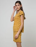Cynthia Piyama Set Pants Round Neck Motif Printed Cat