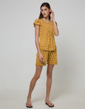 Cynthia Piyama Set Pants Round Neck Motif Printed Cat