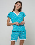 Cynthia Piyama Set Pants V Neck Motif Printed