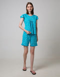 Cynthia Piyama Set Pants Round Neck Motif Printed Cat