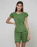 Cynthia Piyama Set Pants Round Neck Motif Printed Cat
